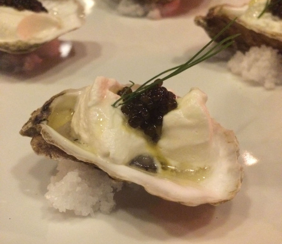 Oysters with creme fraiche and caviar